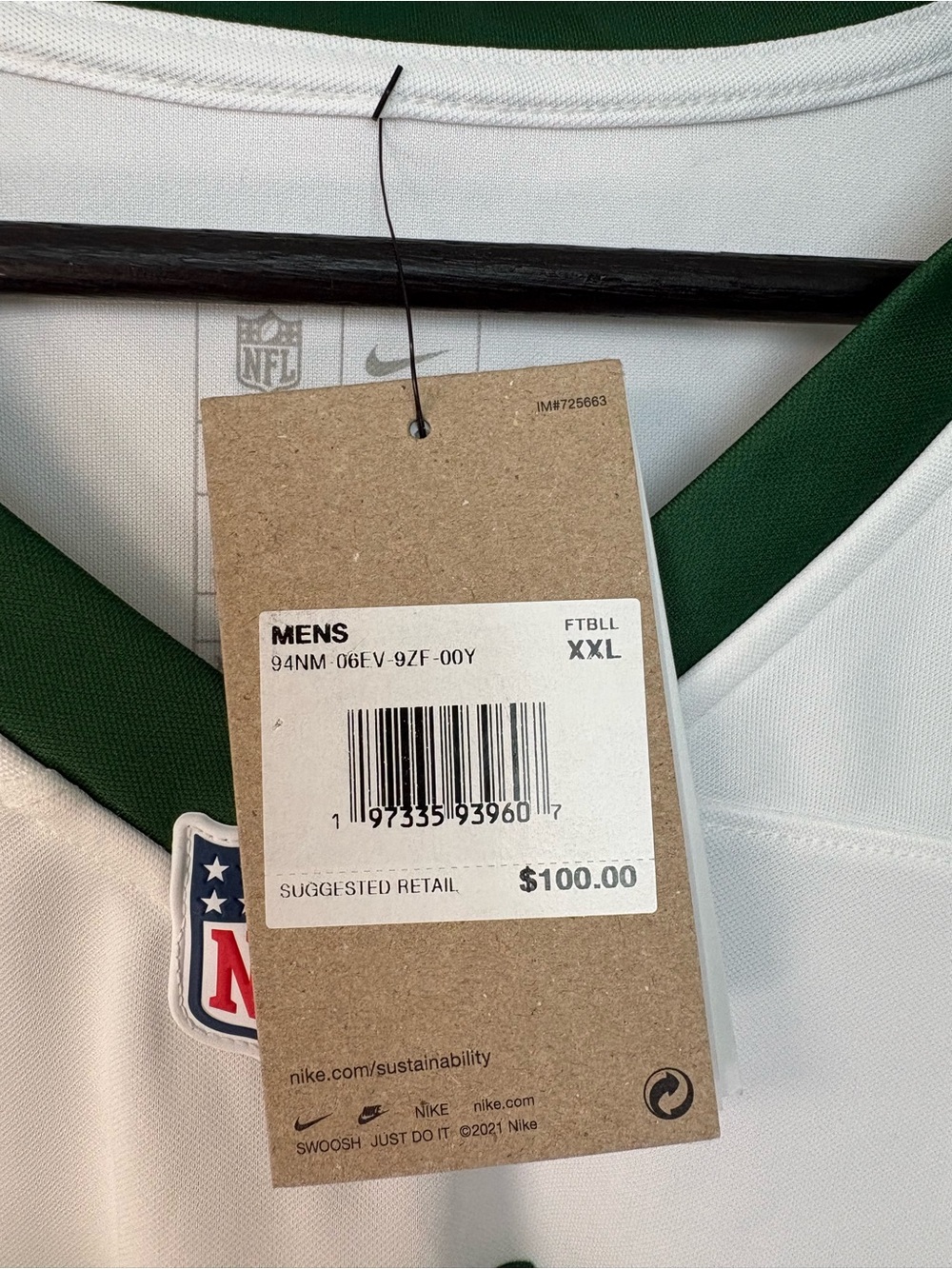 New with tags Aaron Rodger’s New York Jets NFL/Nike No. 8 Jersey Size XXL Sku113 - Picture 2 of 4